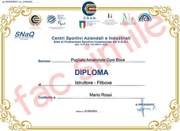 Diploma Nazionale Istruttore FitBoxe