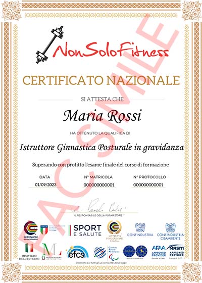 Certificato Nazionale Istruttore Ginnastica Posturale in gravidanza