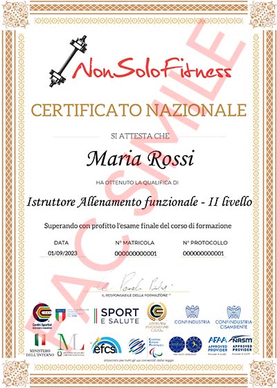 Certificato Nazionale Istruttore Allenamento funzionale - II livello