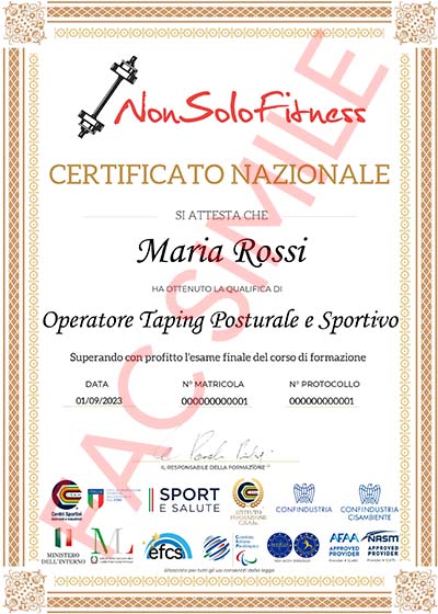 Certificato Nazionale Operatore Taping Posturale e Sportivo