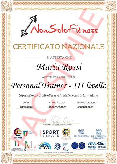 Certificato Nazionale Personal Trainer - III livello